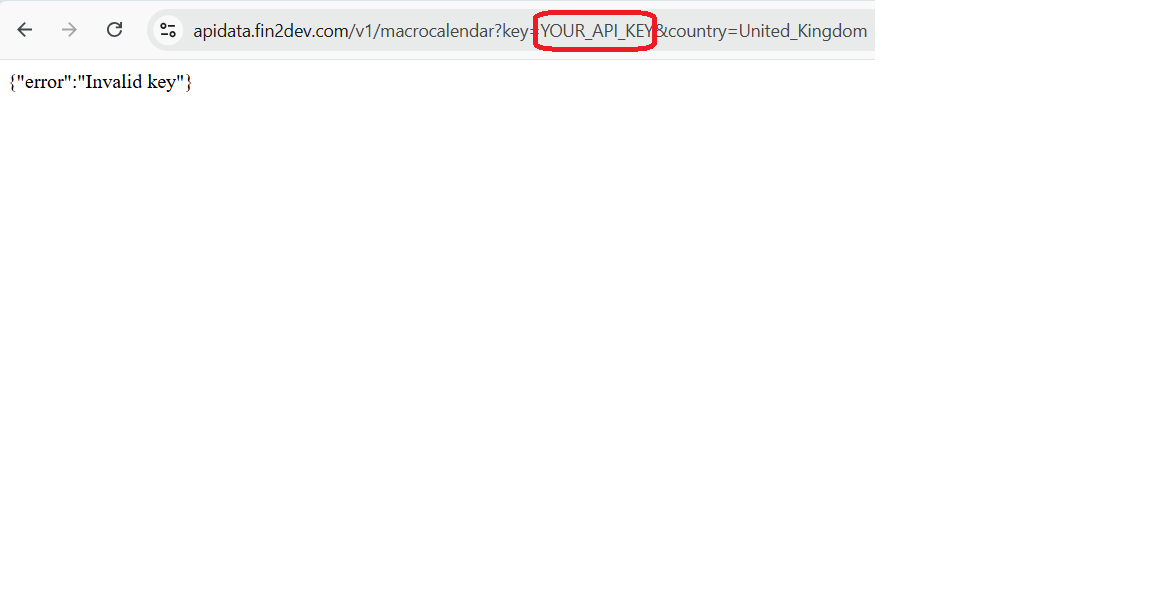 Invalid API key example